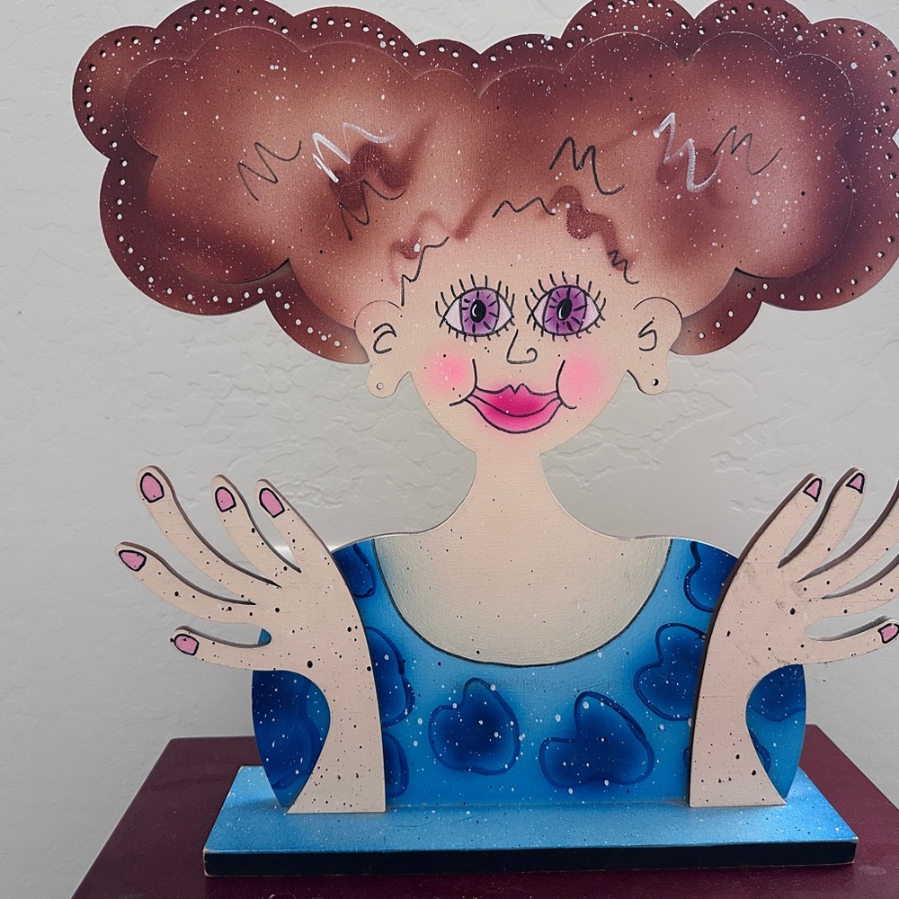 Jewelry organizer jewelry hanger Whimsical Wooden Figurine Blue shopaholic